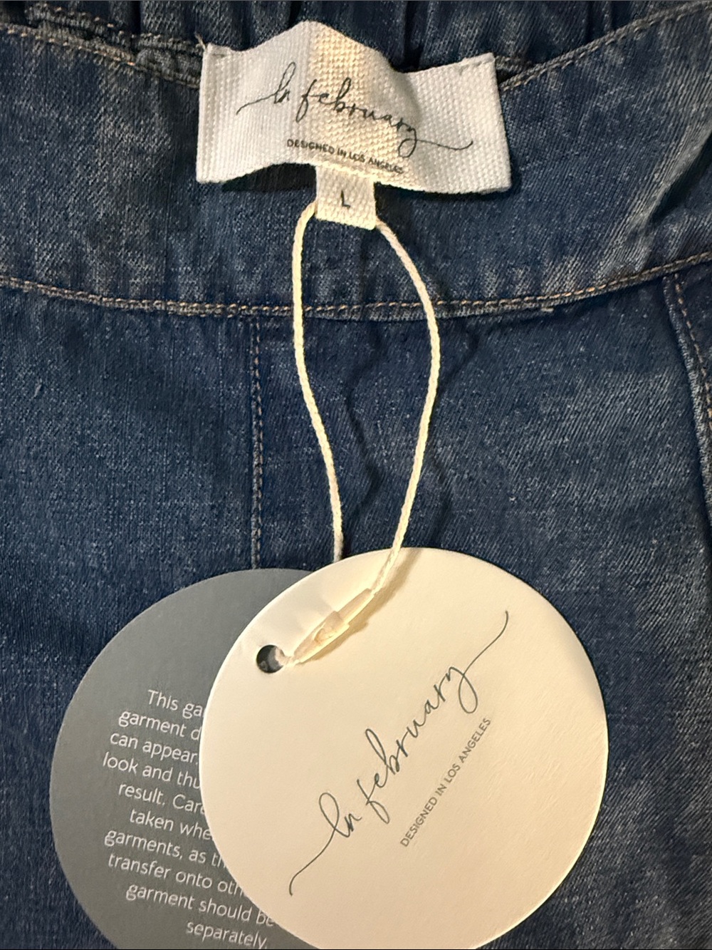 In February A-Line Denim Mini Skirt in Medium Blue - Picture 2 of 3